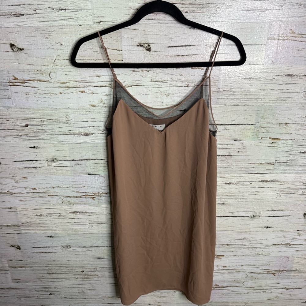 Babaton Circo slip dress aritzia mesh brown tan black size small